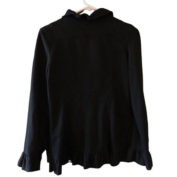 Kut from the Kloth Womens Tabitha Jacket M Black French Terry Ruffle Abstract - Picture 2 of 5